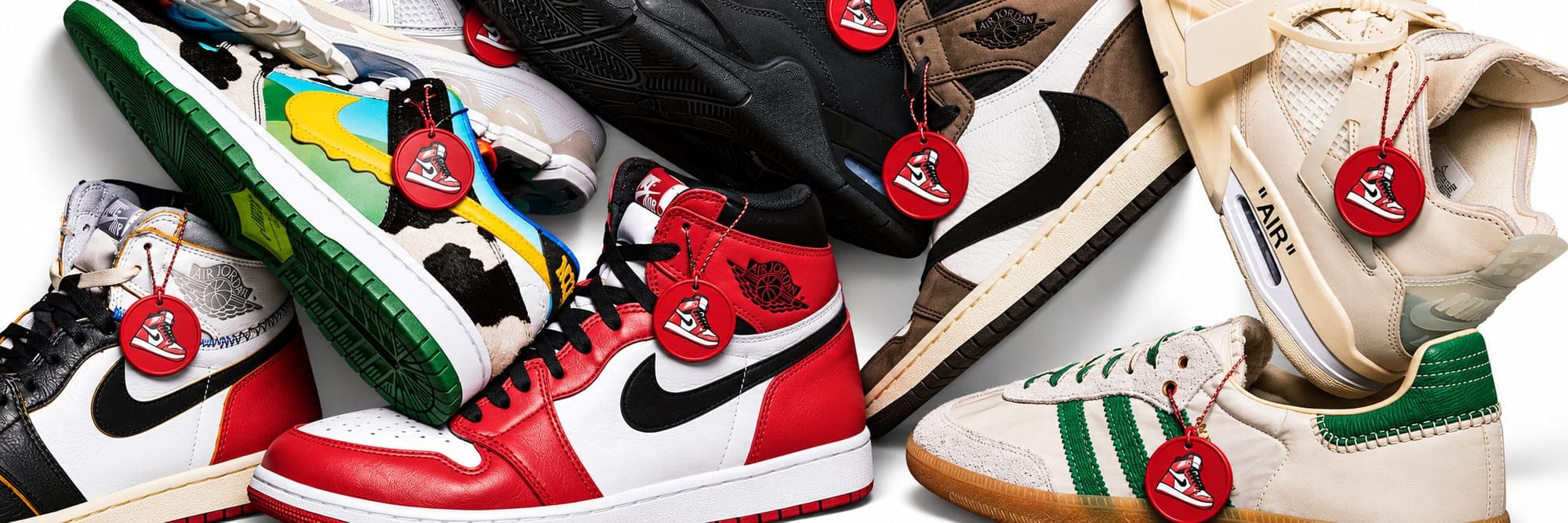Collectible sneakers wearing SNEAKS medallions